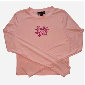 Streetwear Society Pink Long-Sleeve Tee with 'Baby Girl' Script